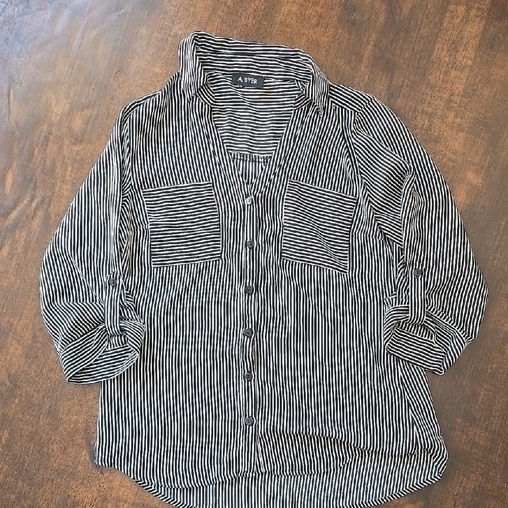 A. Byer Black Striped Men's Shirt